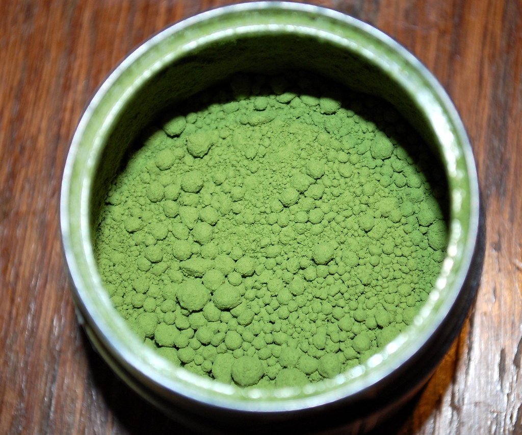 Ceremonial green tea matcha powder used in CitrusBurn